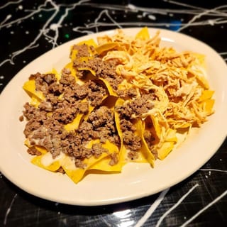 Mix nachos ground beef & shredded chicken